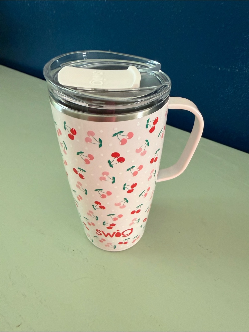 Brand New Swig Life 22 oz Cherry Pie Insulated Travel Tumbler Cup Mug w/ Handle